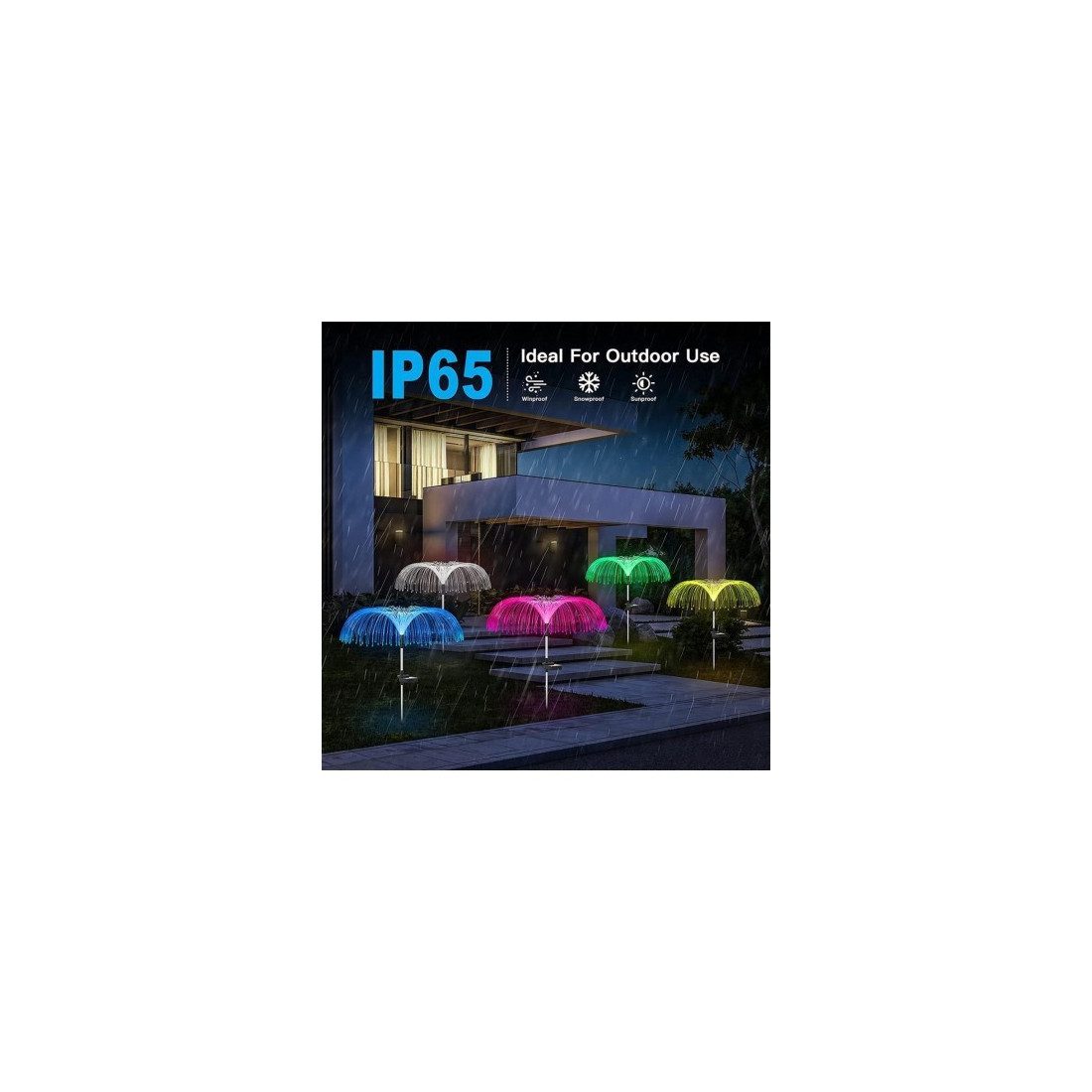 Set 4 x Lampa solara tip meduza cu fibra optica LED RGB