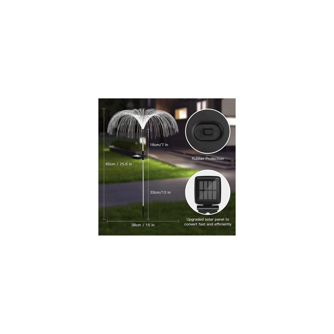 Set 4 x Lampa solara tip meduza cu fibra optica LED RGB