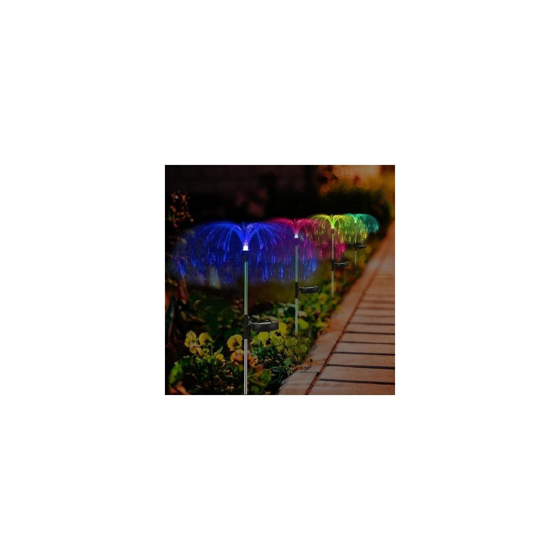 Set 4 x Lampa solara tip meduza cu fibra optica LED RGB
