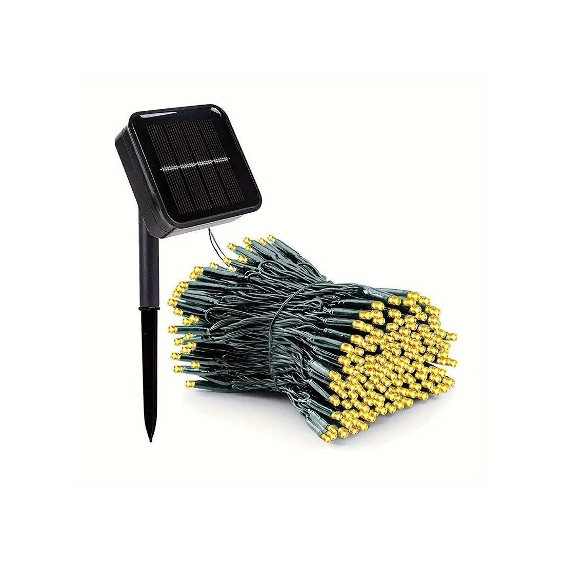 Instalatie solara 300 LED cu panou solar si controler, lungime 30 metri, alb cald