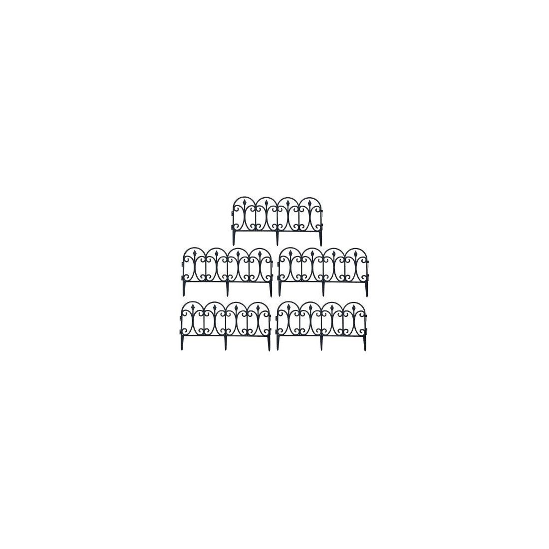 Set 10 garduri decorative pentru gradina 60x32cm, NEGRU
