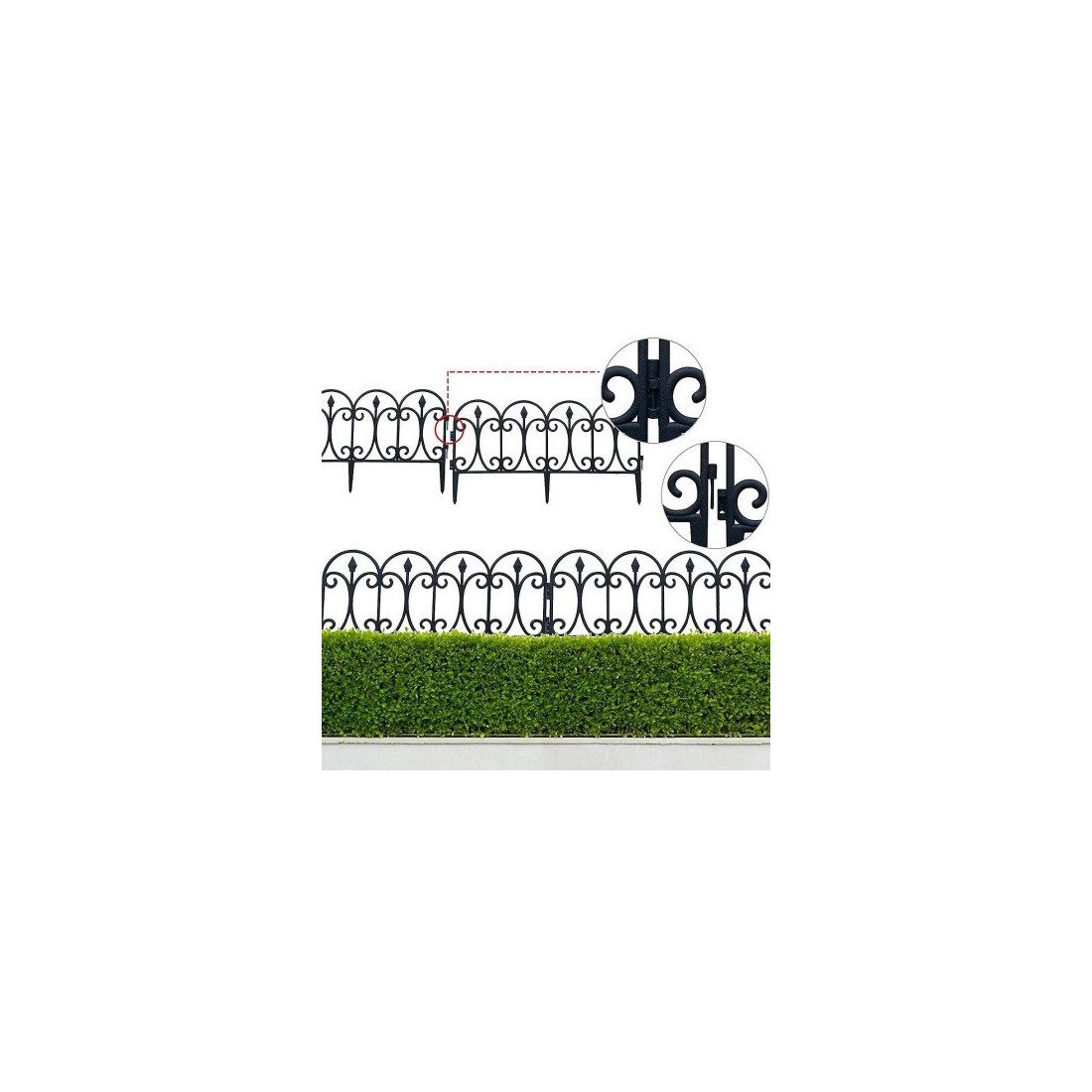 Set 10 garduri decorative pentru gradina 60x32cm, NEGRU