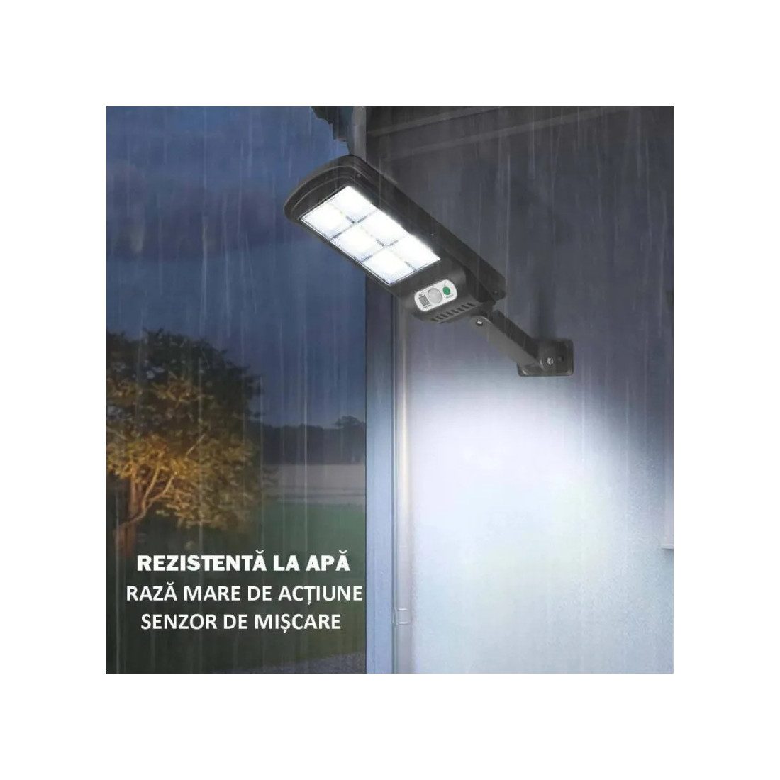Set 10 x  Lampa solara 8 celule, cu incarcare solara, 100W, 160 LED-uri COB, telecomanda