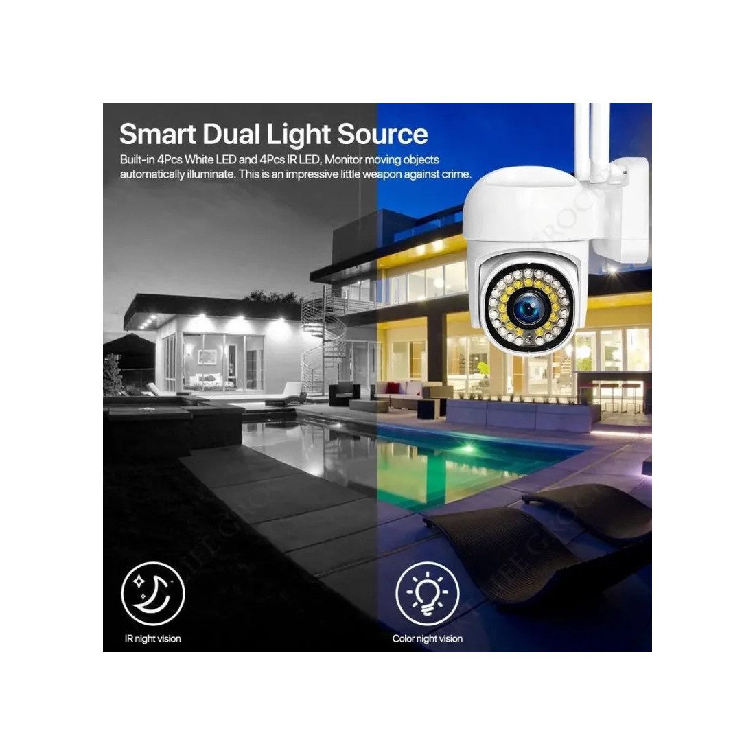 Set 2  Camere de Supraveghere IP 360° WiFi Jortan JT-8161QJ, Vizualizare Live pe Telefon, Viziune Nocturnă, Carduri 32GB Incluse