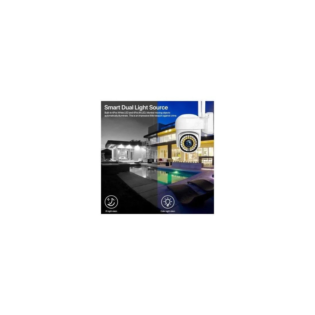 Set 2x Camera Supraveghere WiFi JORTAN JTZ-8161QJ, 2MP, Compacta, Rotire 355°/105°, 28 LED-uri, Vedere Nocturna Color, Waterproof