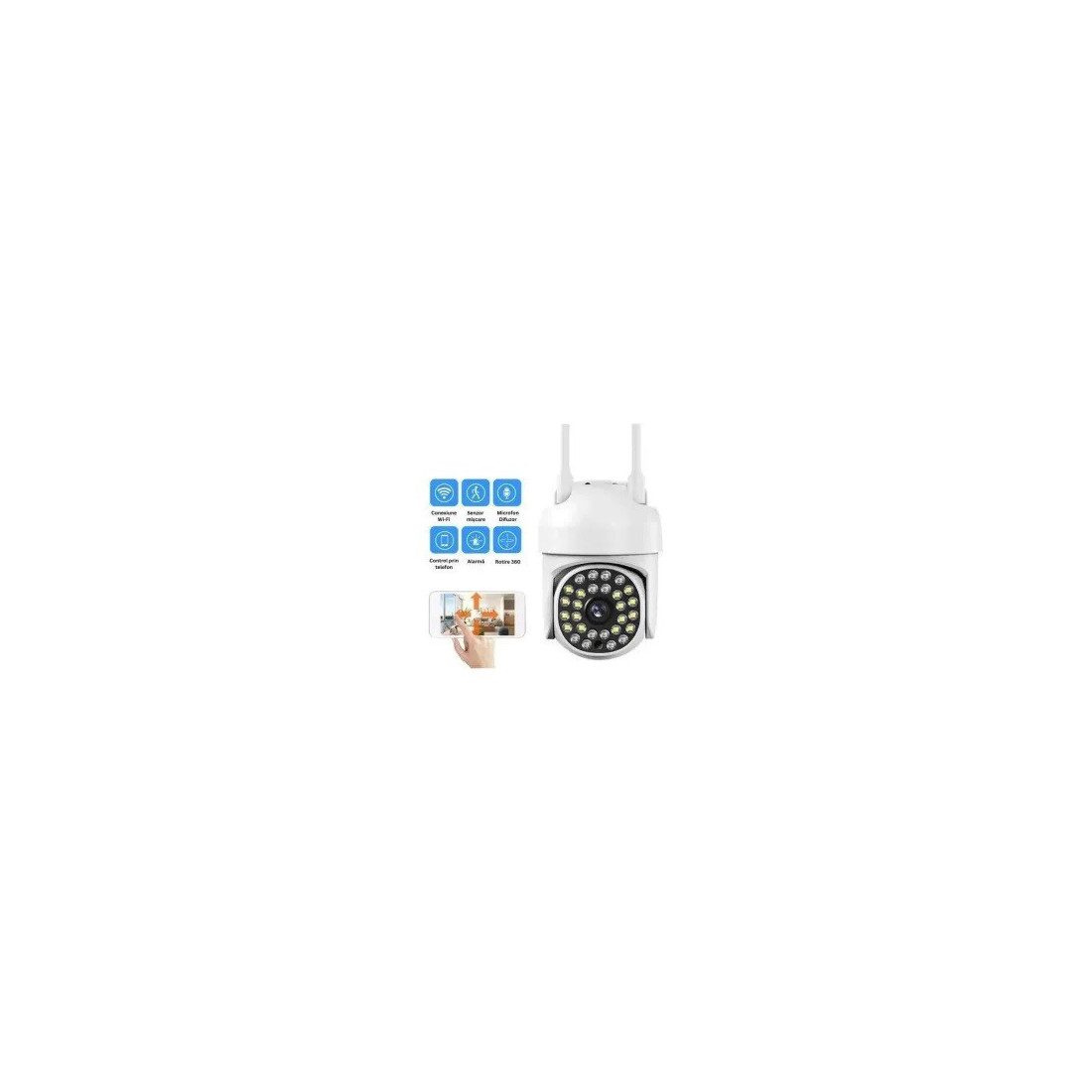 Set 2x Camera Supraveghere WiFi JORTAN JTZ-8161QJ, 2MP, Compacta, Rotire 355°/105°, 28 LED-uri, Vedere Nocturna Color, Waterproof