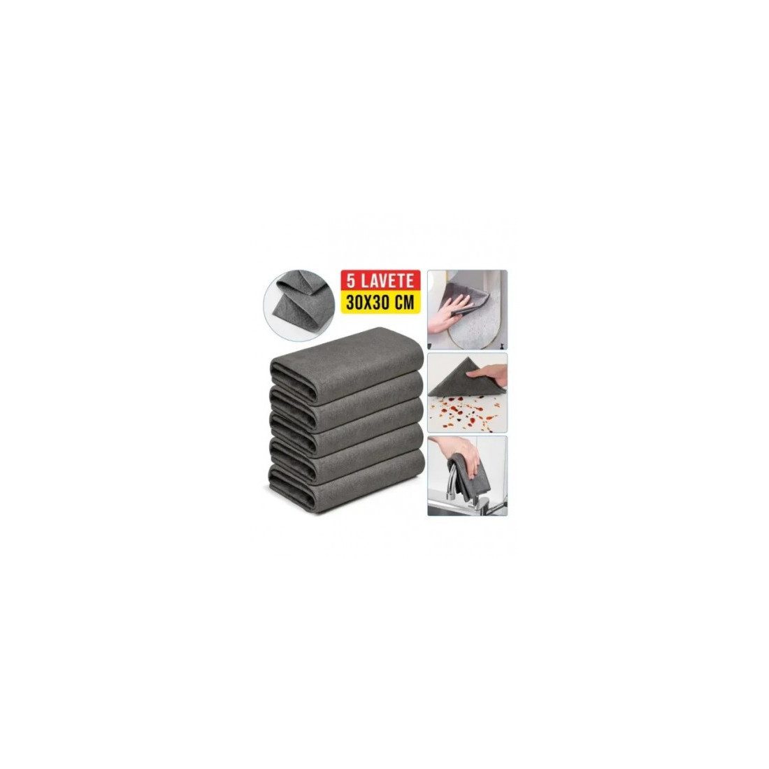 Set 5 Lavete Magice, Curatare Fara Scame si Zgarieturi, Material Microfibra, 30x30 cm