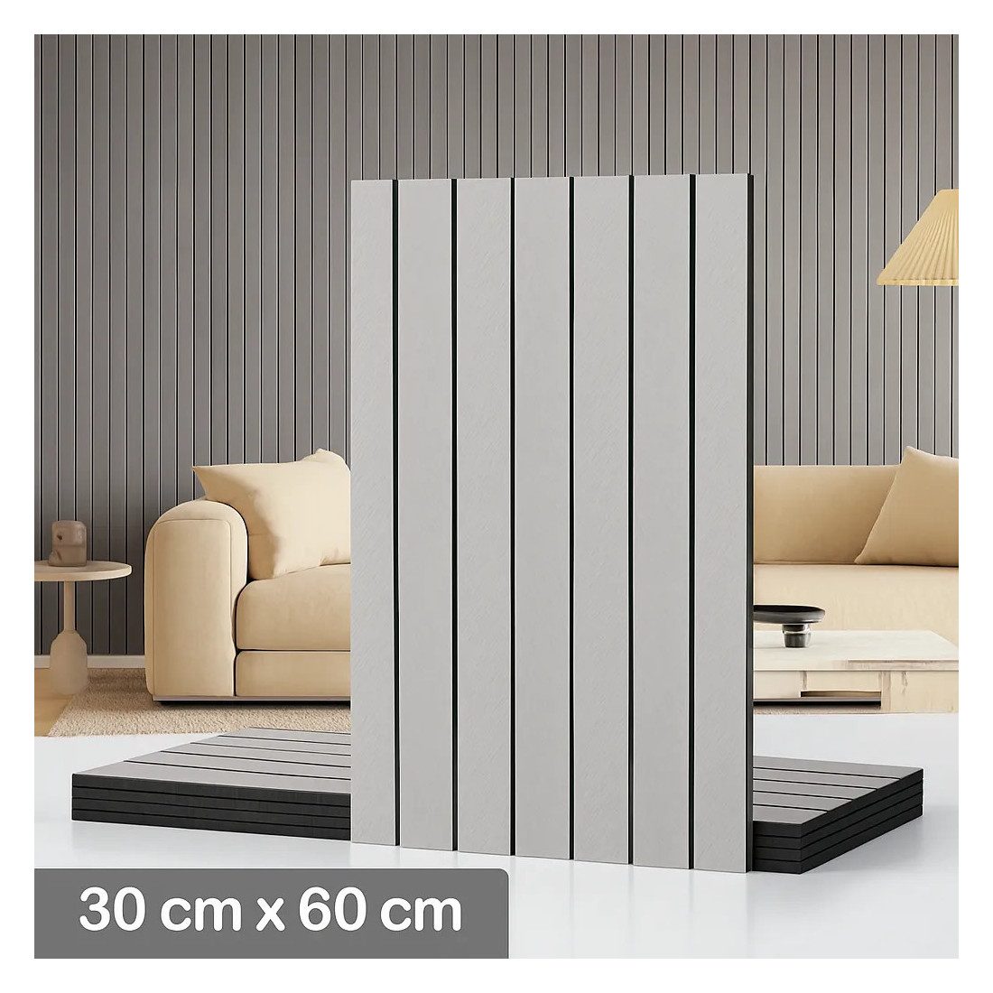  Set 5 x Tapet decorativ autoadeziv, aspect lemn vertical, 30x60cm, model 3D modern, pentru perete interior, imitatie riflaj