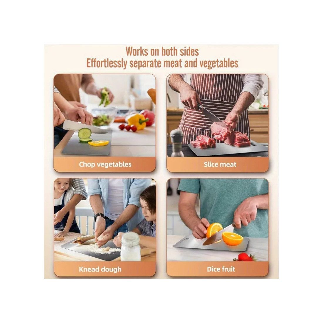 Set 3 tocătoare din inox, impermeabile, cu utilizare pe ambele fețe – 34×23 / 30×20 / 24×15 cm